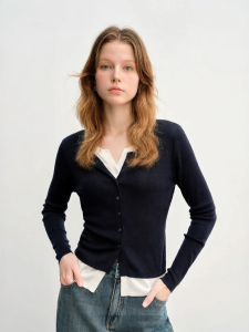 DUSHU | Plus Size Knit Cardigan Tencel Blend Autumn Wear Inner