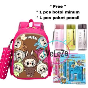 Tas Ransel LABUBU Tas Sekolah Anak Perempuan TK SD gratis botol minum dan paket pensil tas ransel tas anak