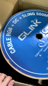 สาย RG6 ไฟ ชุดสลิง 95% ชิว 168 รูปแบบ RG6+Power+Sling สำหรับเดินสายกล้องทั่วไป บนกล้อง Gigabit Ethernet