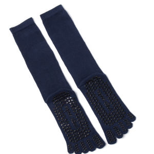 Mens Long Yoga Socks Absorb Sweat Professional Anti-slip Pilates Socks Five Fingers Mid-calf Fitness Sports Gym Socks