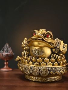 Tượng cóc 3 chân thiềm thừ bằng đồng cao 20cm ngang 24cm nặng 3kg