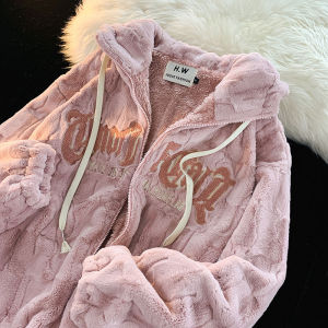 Escape from the Earth Sweet Style Couple Cashmere Cotton-Padded Coat Popular Lamb Wool Hooded American Coat Womens Winter Clothes Cotton-padded Clothes