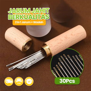 30pcs Jarum Jahit Tangan Praktis Mata Jarum Pintar Menjahit Menyulam Set Tong Jarum Kayu Kompak