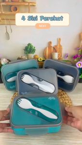 Eatkit Kotak Makan Siang Portabel Terisolasi 1200ML Kotak Makan Siang Tiga Kompartemen Kotak Makan Siang untuk Pekerja Kantor dan Pelajar Pemanas Microwave Garpu dan Sendok Gratis