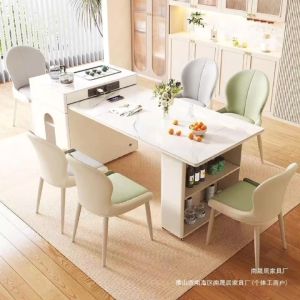 Elegant Upholstered Dining Chair with Traditional Carving and Waterproof Wood Material