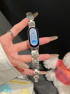 Metallic Womens Bracelet Band for Xiaomi Mi Band 7 8 9 NFC Highland Graffiti Diamond Glitter Compatible with MIUI Smartwatch