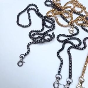 Tali Selempang Tas Multifungsi Rantai Ulir Bulat Kuat Warna Gold/Hitam