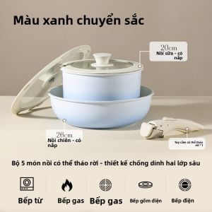 CAROTE | Bộ Chảo Chiên Không Dính Bền 3 Cái Tay Nắm Tháo Lắp