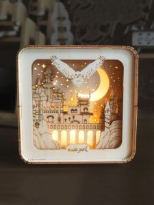 Creative Wooden Puzzle Castle Model Ornaments Home Childrens Assembly Night Lights Desktop Decoration Birthday Christmas Gifts