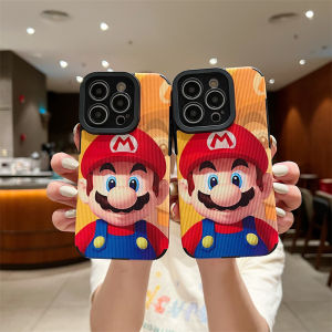Cartoon Mario Leather Texture Phone Case For iPhone 16/15/14/13/12/11 Pro max 12 13 mini 6 6S 7 8 Plus X XR XS max Soft Shockproof Back Shell Phone Casing Fashion Creative Phone Cover Shell With Full Cover Lens Camera Protection Cover Shell