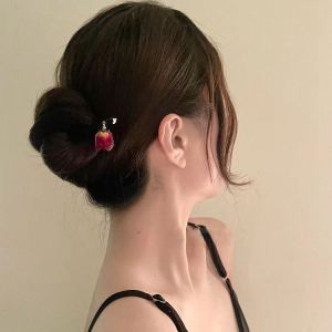2025 New Versatile Red Bean Pearl Pendant Hairpin Black Ebony Wood Retro Style Hair Accessories Fashionable Vintage Hairpins