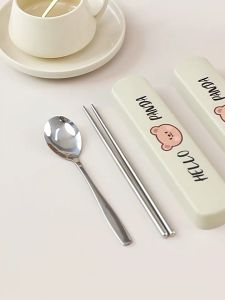 LITTLEDAISY | CAMBRIE Cutlery Set 3IN1 Set Sendok Garpu Lucu Bear Makan Jepang 304 Stainless Steel / SET ALAT MAKAN ANAK DISNEY