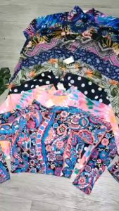 Bikini đồ bơi nữ đi biển 2 mảnh áo croptop dài tay kèm mút mỏng quần đùi váy size đến 65 kg chất liệu thun lạnh BINSPORTS BHV203