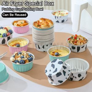 10PCS Reusable Aluminum Foil Tin Cup Pudding Cake Mold Air Fryer Tinfoil Box Small Baking Tray Tinfoil Cups Baking Pastry Tools