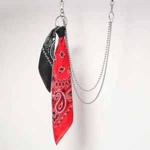 Punk Hiphop Rantai Pinggang Celana Jeans Cargo Chain Accesoris Fashion + Scarf Slayer Hip-Hop Square Bandana Bando