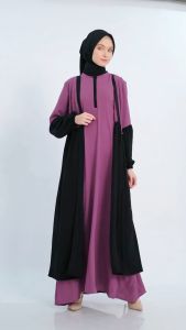 Dzellia - Dennica Gamis lavender/gamis crinkle model baru/gamis/LazMall Ori/baju gamis 2024 model baru