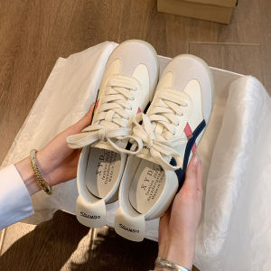 Giày Thể Thao Thường Ngày Đế Mềm Đế Phẳng Giày Đế Bằng Giày Đeo Dây Cho Học Sinh Giày Trắng Giày Thường Ngày Thời Trang Mùa Thu