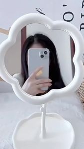 BeautyTools Cermin Kecantikan Aesthetic Desain Bunga dengan Dudukan 360 Rotasi Hadiah Lucu Anak Perempuan Meja Rias Dekorasi