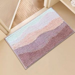 Thảm Trải Sàn Chống Trượt VIKAMA Wavy Gradient Thảm Trải Sàn Mềm Mại Trừu Tượng Sọc Thẩm Mỹ Cho Phòng Tắm Lối Vào Phòng Ngủ Trang Trí Nhà Trong Nhà