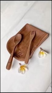 piring kayu jati/piring/piring jati bentuk roti/piring makan jati