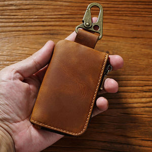 เคสยุโรปย้อนยุค กระเป๋าพวง ปวดผ้าที่บันได หนังแท้พวงกุญแจ บริเวณบ้าน สำหรับกุญแจ เหรียญ 50 หนัง