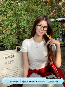 Shushan Womens Slim Fit Short Sleeve T-Shirt White Base Shirt Spring Autumn New Style round Neck Regular Length Inner Wear