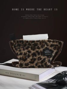 Luxurious Leopard Print Tissue Paper Storage Bag Box Cover Cloth Art Living Room Coffee Table Car Use Tissue Cover Holder