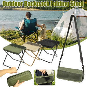 Outdoor Portable Fishing Stool with Mesh Bag Zipper Bag Folding Chair Lightweight Integrated Storage Chair for Camping