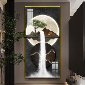 New Chinese Style Entrance Decorative Painting Luxury Sensation Hallway Background Wall Artistic Abstract Wall Hanging Picture