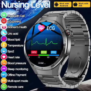 2025 NEW Blood Lipids Uric Acid Blood Pressure NFC SmartWatch Men ECG+PPG Fitness Tracker Clock Bluetooth Call Sports SmartWatch