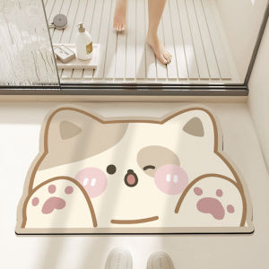 New Cartoon Bathroom Anti-Slip Mat Household Absorbent Quick-Dry Dirty Foot Pad Easy Cleaning Silicon Dendroid Floor Mat