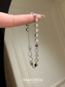 Silver Titanium Steel Bead Flash Diamond Womens Bracelet M Code Non-fading Fashion Jewelry Wristband Accessory Elegance