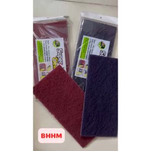 Combo 10 miếng cước nhám đỏ chùi xoong nồi miếng rửa chén màu tím – màu đỏ miếng đánh bóng bề mặt kim loại super clean BHHM.