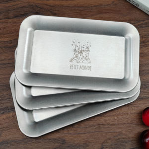 316L Stainless Steel Plate Coffee Tray Rectangular Cafe Cake Plate Tea Tray Dessert Plate Barbecue Plate