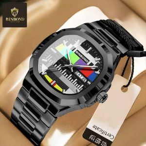 BINBOND New Classic High Men Quartz Watch Square Nostalgic Retro Waterproof Watch Business Fashion Watch Commemorative Day Gift