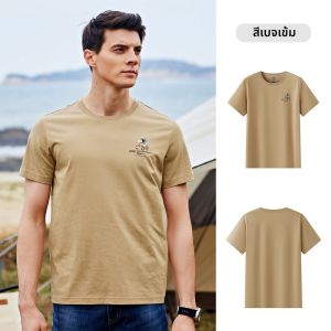 จี๊ป | เสื้อยืดคอตุ้มแขนสั้นผ้าฝ้ายระบายอากาศได้ดีสำหรับผู้ชาย เสื้อยืดกีฬา แห้งเร็ว ป้องกันรังสียูวี ทรงหลวม สำหรับผู้ชาย