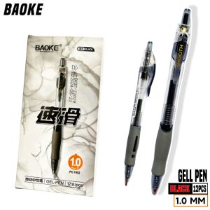 12 Pcs Ballpoint Pen Gell Hitam Baoke [1.0 MM]/Pulpen Gell Hitam/Pen Gell/Pulpen