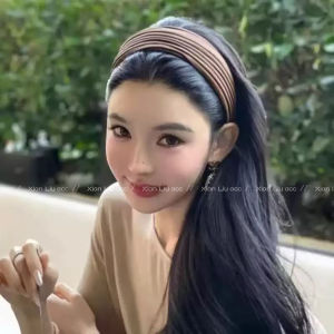 Fall Autumn Wide Edge Hairband Womens Fashionable Daily Wear Stripe Folded Edge Hair Clip Hair Accessory Korean Style