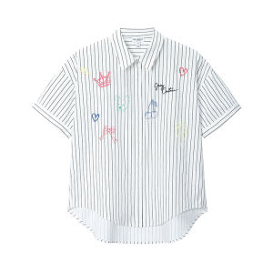 Juicy Couture | Cotton Embroidered Striped Short Sleeve Shirt