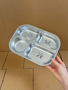 Food Grade 316L Stainless Steel Childrens Compartmentalized Dinner Plate Home Nursery Baby Cutlery Boys Girls Eating Plate