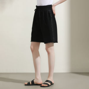 Miccbeirn | Miccbeirn Womens Casual Cotton Shorts Embroidered Shiny Sequins Fashionable Classic Straight Leg Pocket Detail Summer Shorts