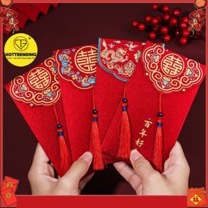 Bao Lì Xì Năm Mới 2023 Đính Tua Rua Màu Đỏ Sang Trọng Giấy Chuẩn Xịn Dày Dặn