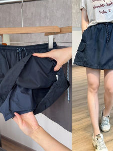 Váy Ngắn Thể Thao Thường Ngày Màu Xanh Lam Cho Nữ Mùa Hè Cỡ Lớn Quần Áo Bảo Hộ Lao Động Cạp Cao Thon Gọn Chữ a Váy Ngắn