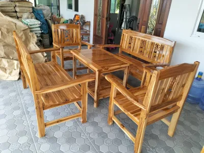ชุดรับแขกไม้สักแท้100% (ส่งฟรียกเว้นภาคใต้)