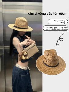 BILLI ZILLY | Mũ rơm dệt rỗng kiểu Pháp cổ điển cho nữ mùa hè đi biển Mũ che nắng rìa rộng phong cách retro Mũ lễ hội có thể điều chỉnh