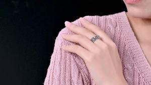 Bạc 925 Hình Trái Tim Tình Yêu Nhẫn Nữ Màu Hồng Zircon Thiết Kế Vô Hạn Chất Lượng Cao Cưới Món Quà Trang Sức