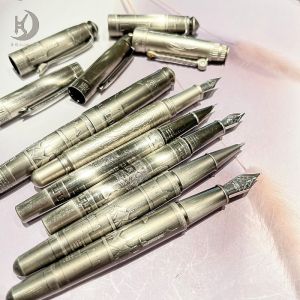 Back to school gift Luxury Fountain Pen (Medium) Stunning Heavy Brass Pen Hand Brushed Copper Finish Converter Best Writing