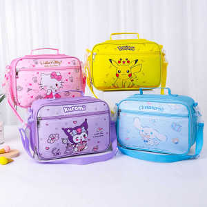 Large Capacity Insulated Lunch Box Bag Childrens Slant Back Handheld Bento Box Bag Oil Resistant Cartoon Cute Lunch Bag