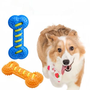 Dog Chew Toys for Aggressive Chewers Squeaky Rubber Bone Toy Interactive Pet Teeth Cleaning Toy for Small Medium Large Dogs