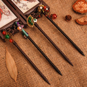 Handcrafted Floral Wreath Hairpin Wooden Hairpin Womens Traditional Style Hair Accessories Bun Headwear Simple Ancient Style